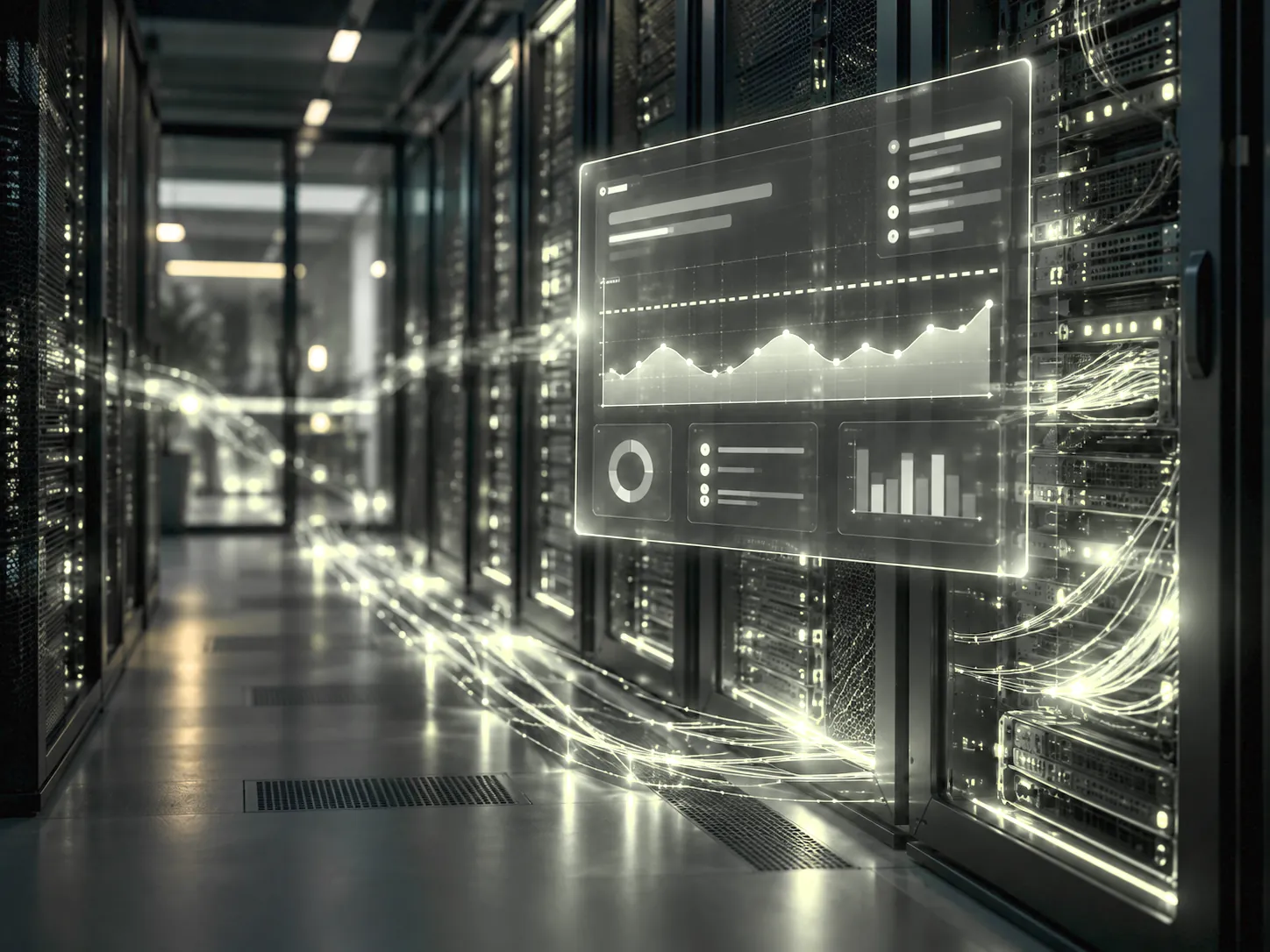 Serverraum mit Datenfluss